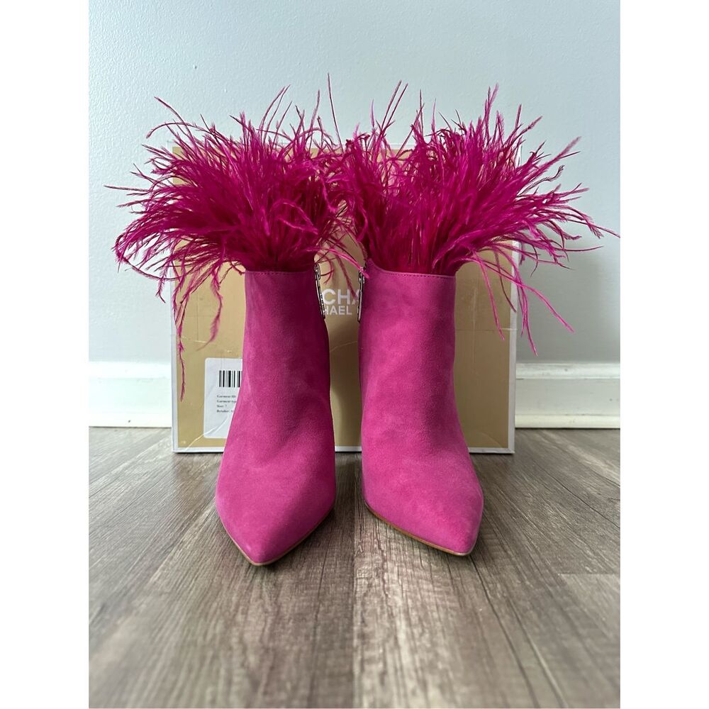 Michael Kors Whitby Feather Trim Suede Ankle Boot Size 7 $250 - Picture 5 of 14